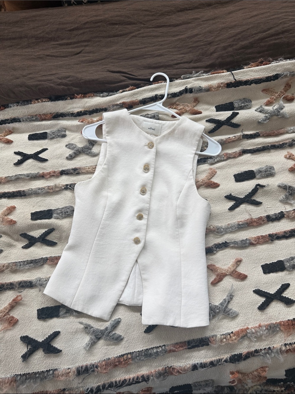 Aritzia Cream Button-Front Vest Top